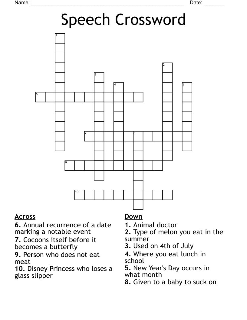 Speech Crossword