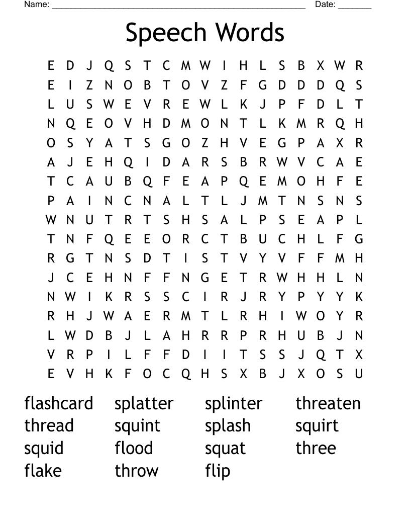Speech Words Word Search