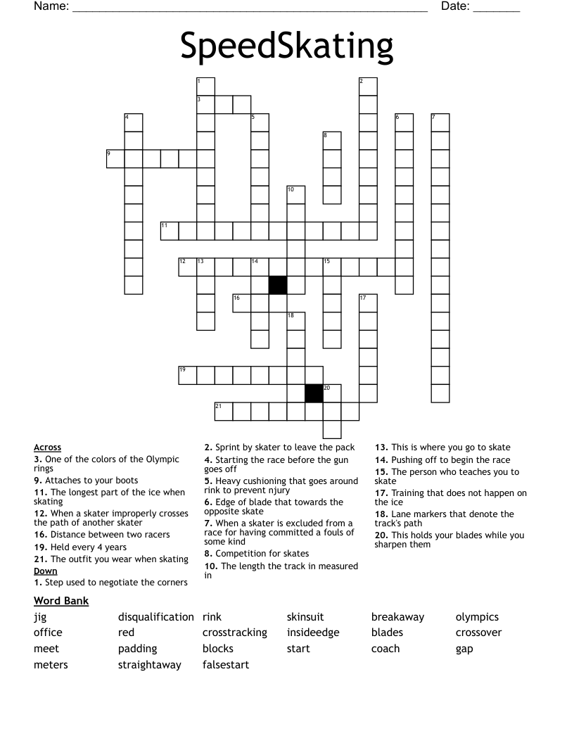 SpeedSkating Crossword