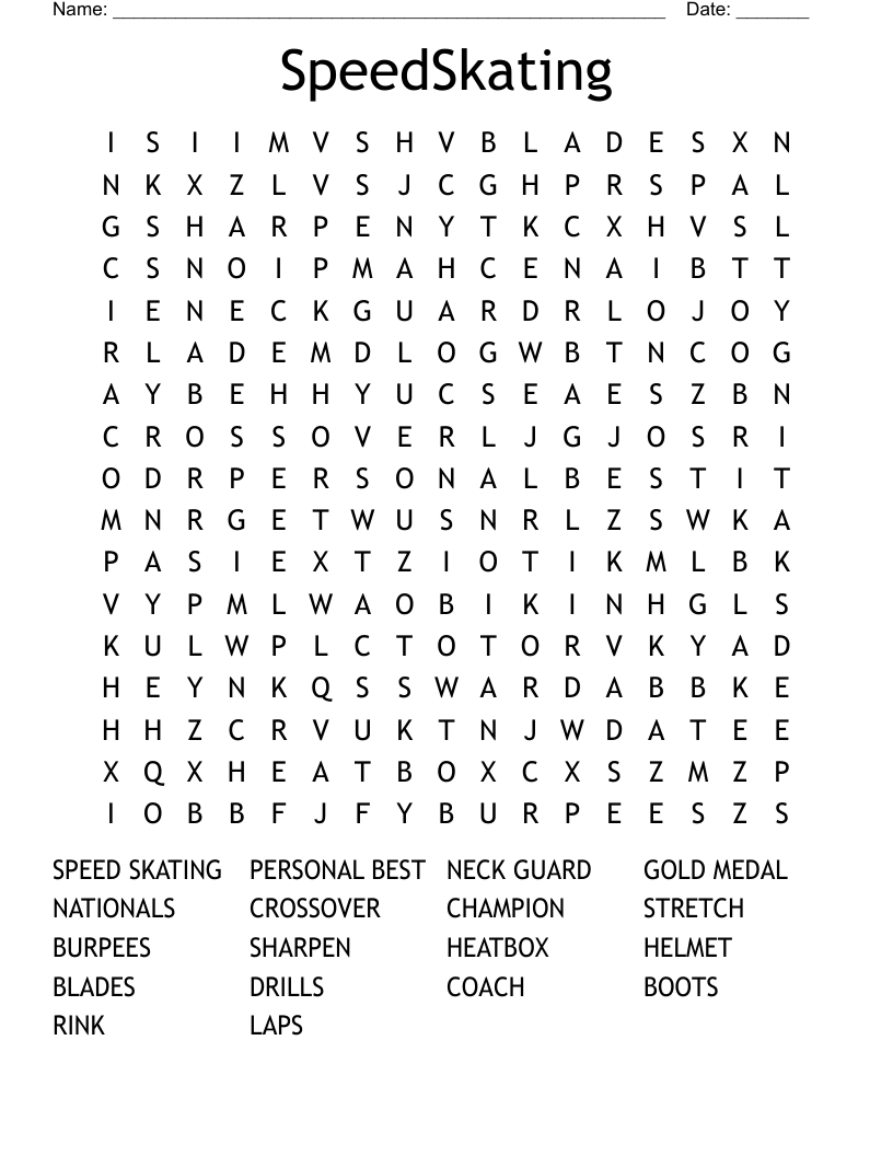 SpeedSkating Word Search