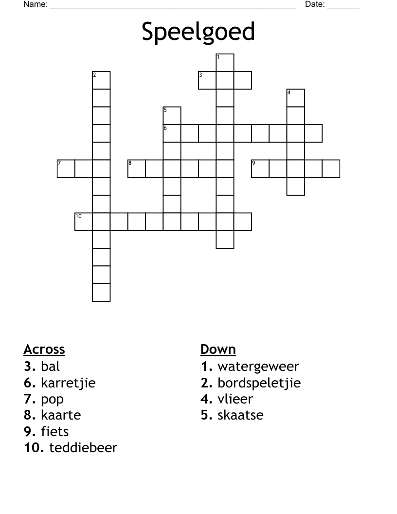 Speelgoed Crossword