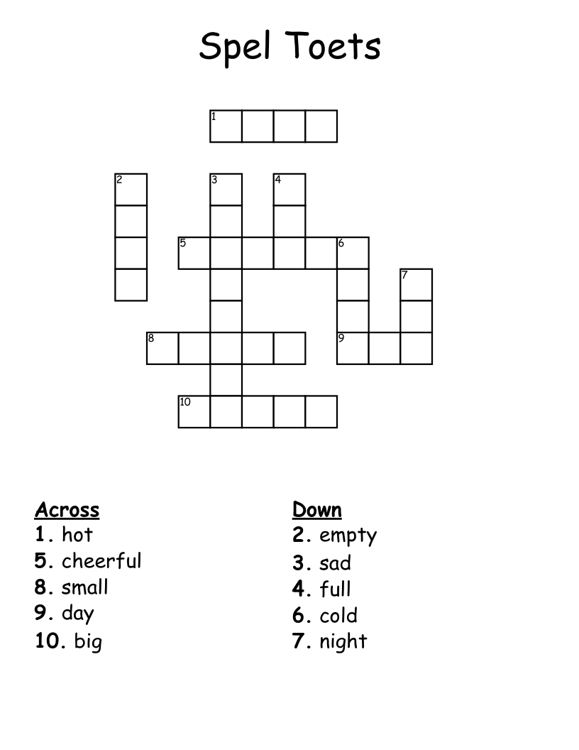 Spel Toets Crossword