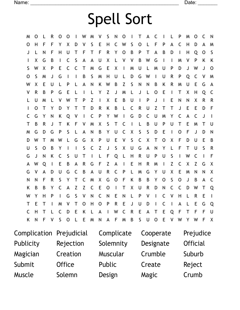Spell Sort Word Search