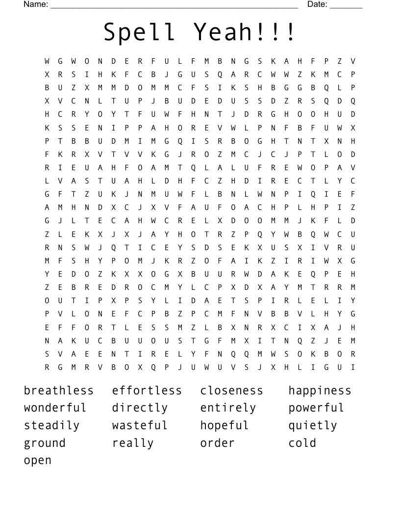 Spell Yeah!!! Word Search