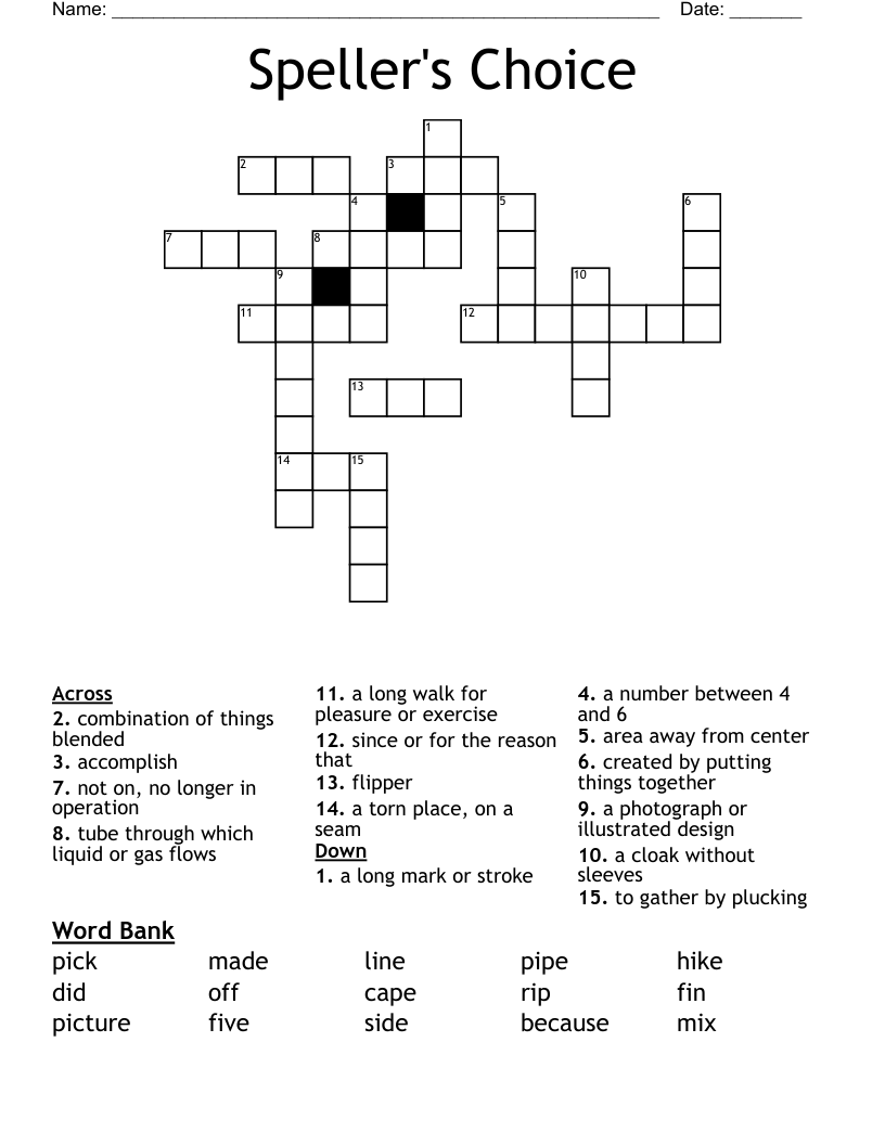 Speller's Choice Crossword