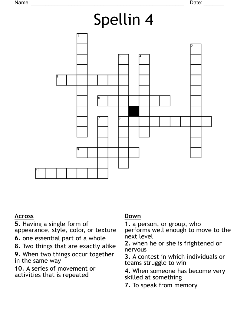 Spellin 4 Crossword