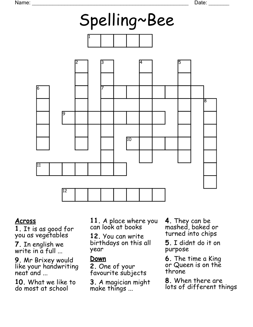 Spelling~Bee Crossword