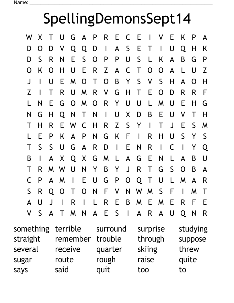 SpellingDemonsSept14 Word Search