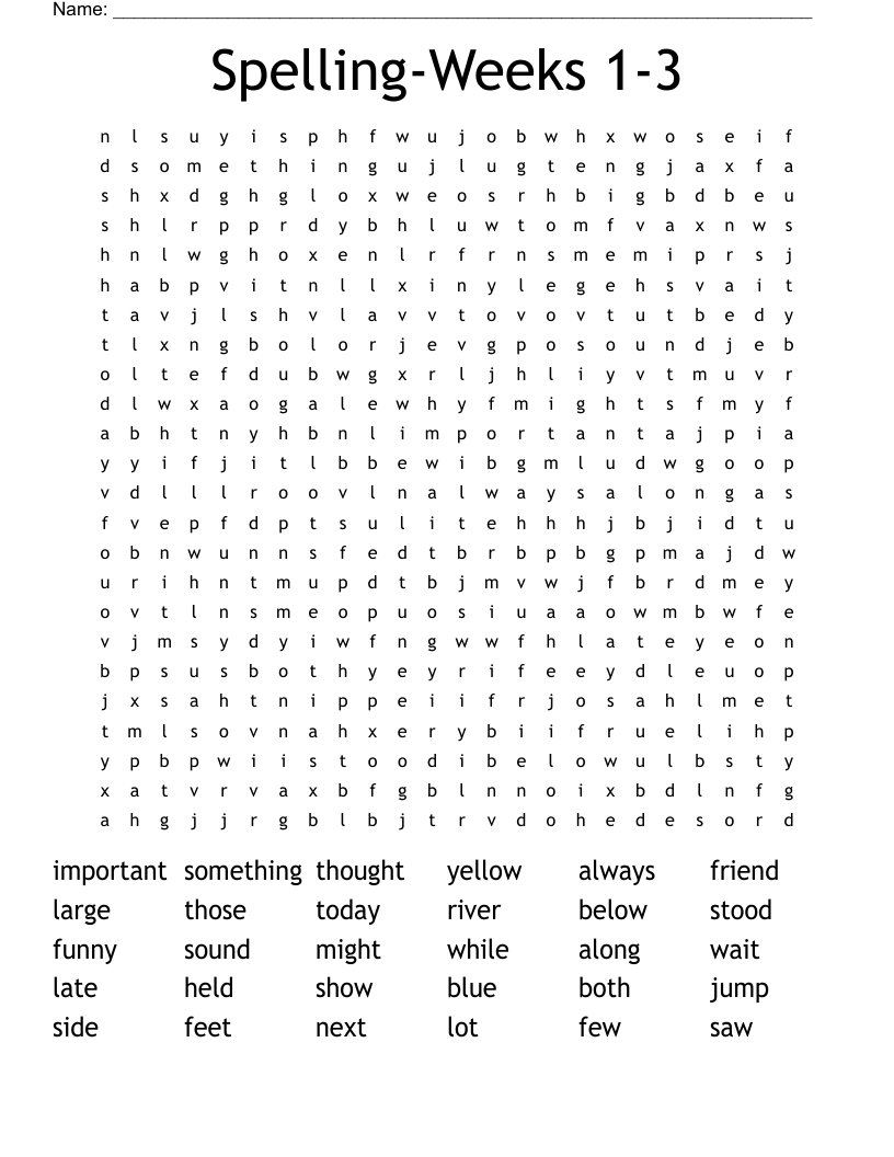Spelling-Weeks 1-3 Word Search