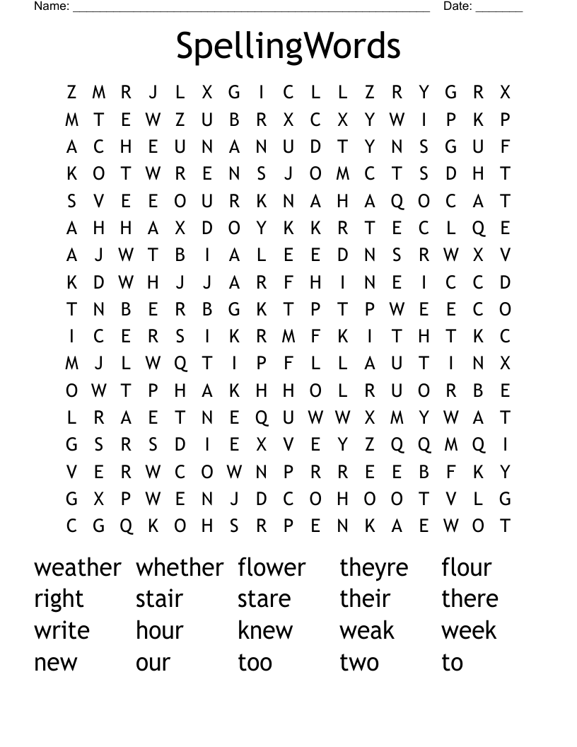 SpellingWords Word Search