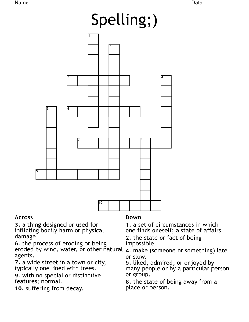 Spelling;) Crossword