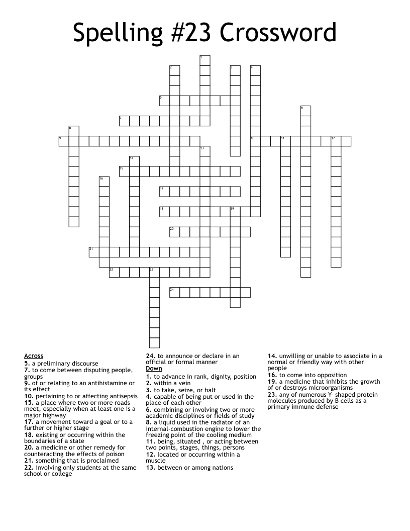 Spelling #23 Crossword