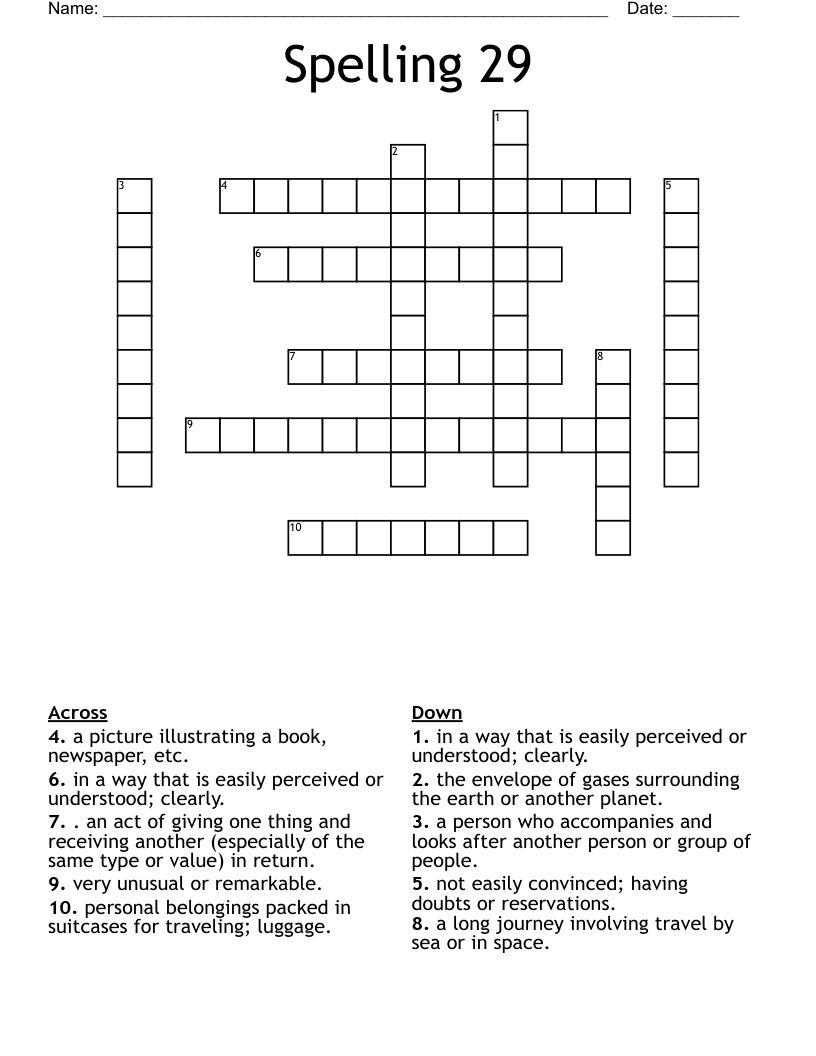 Spelling 29 Crossword