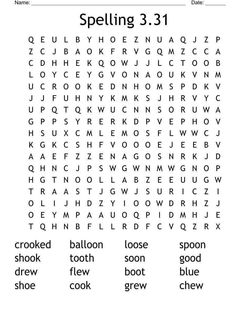 Spelling 3.31 Word Search