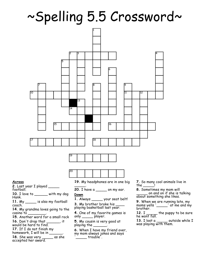 ~Spelling 5.5 Crossword~