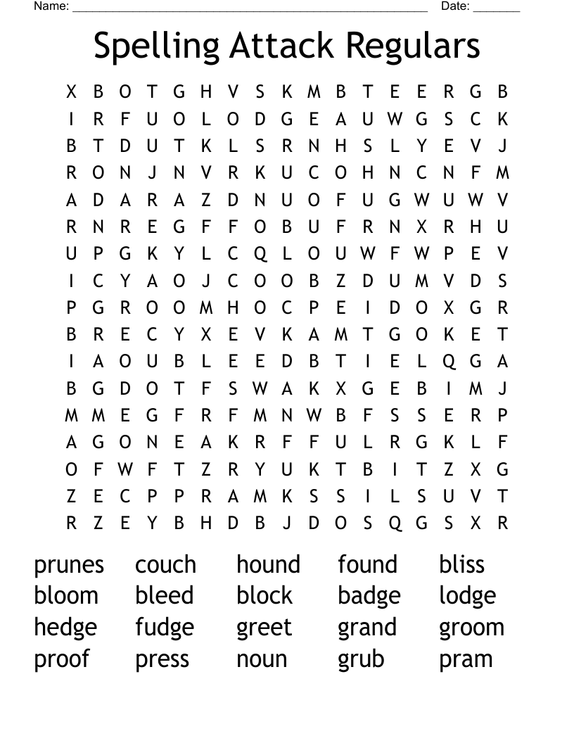 Spelling Attack Regulars Word Search