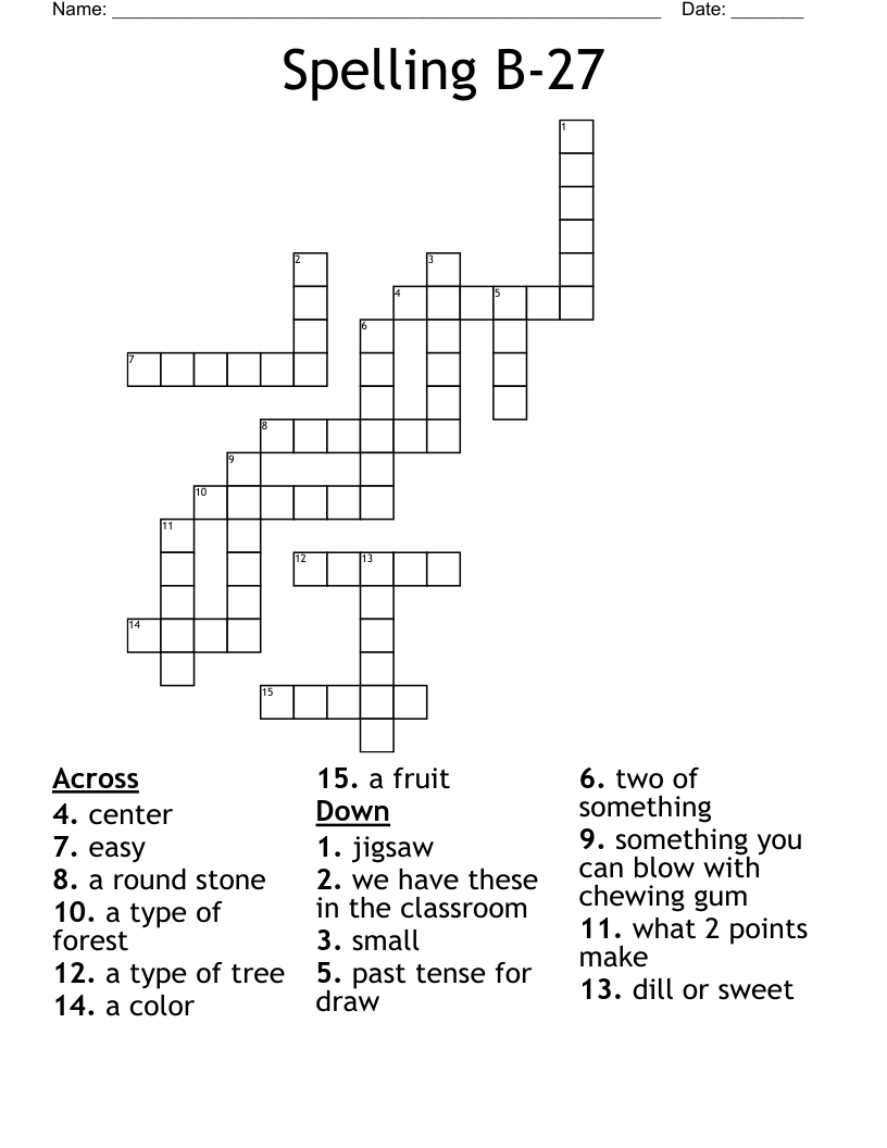 Spelling B-27 Crossword