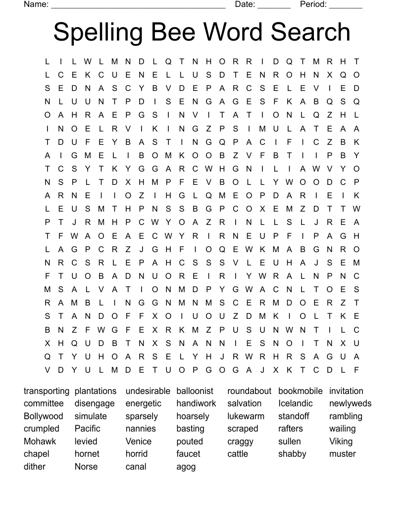 Spelling Bee Word Search