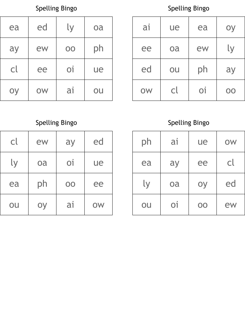 Spelling Bingo