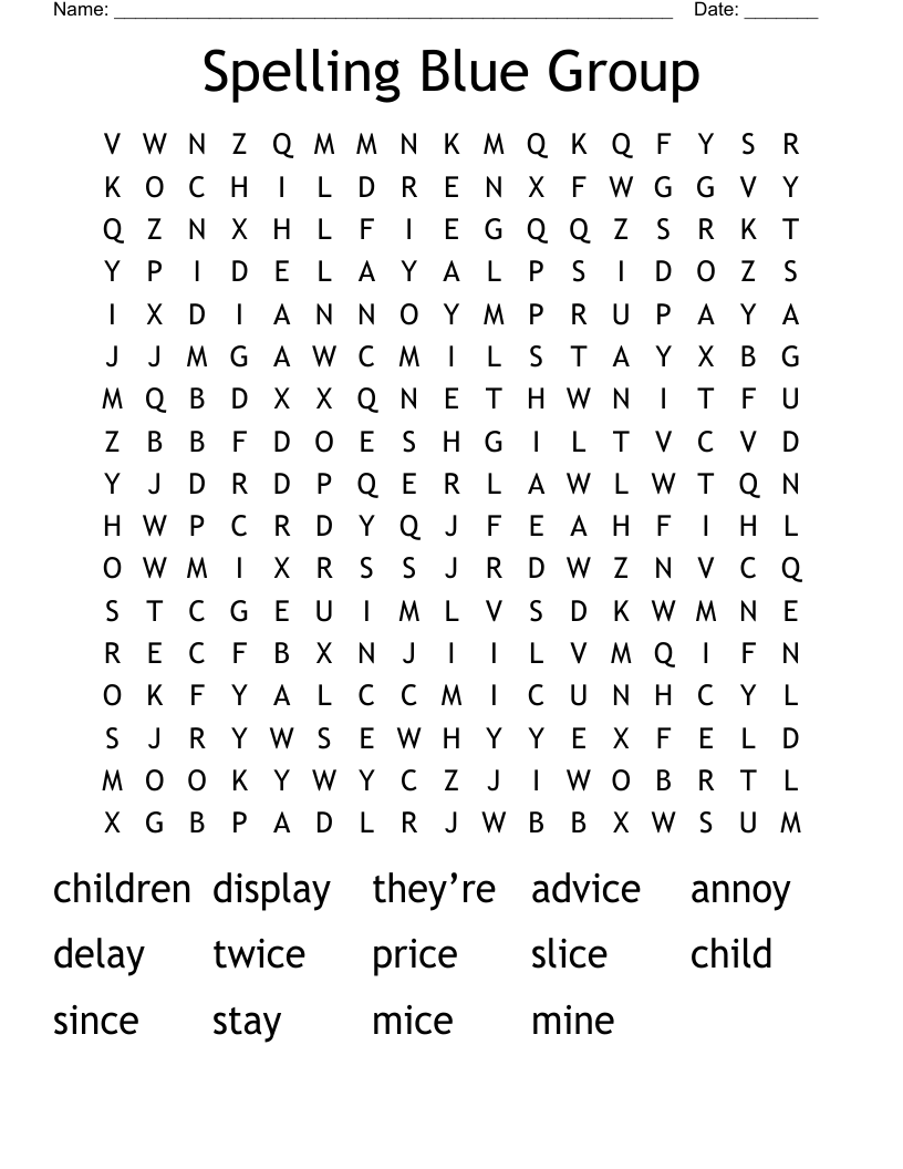 Spelling Blue Group Word Search