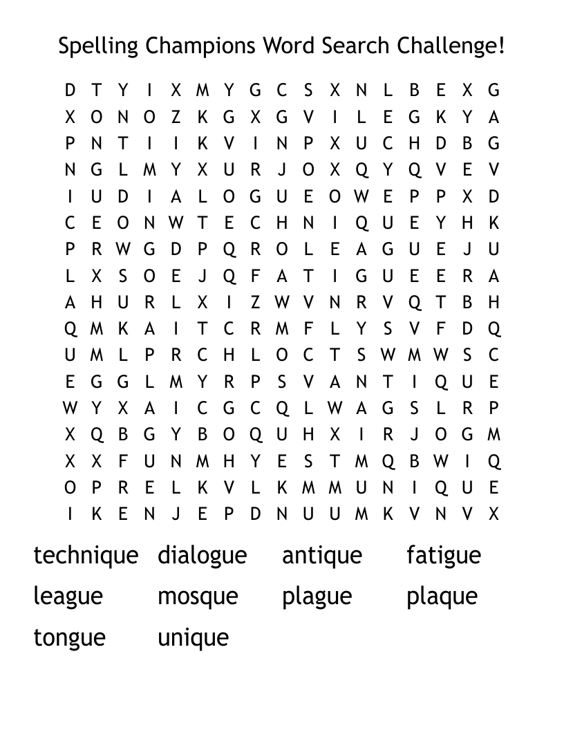 Spelling Champions Word Search Challenge!