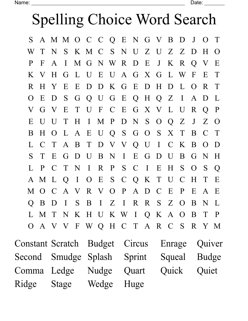 Spelling Choice Word Search