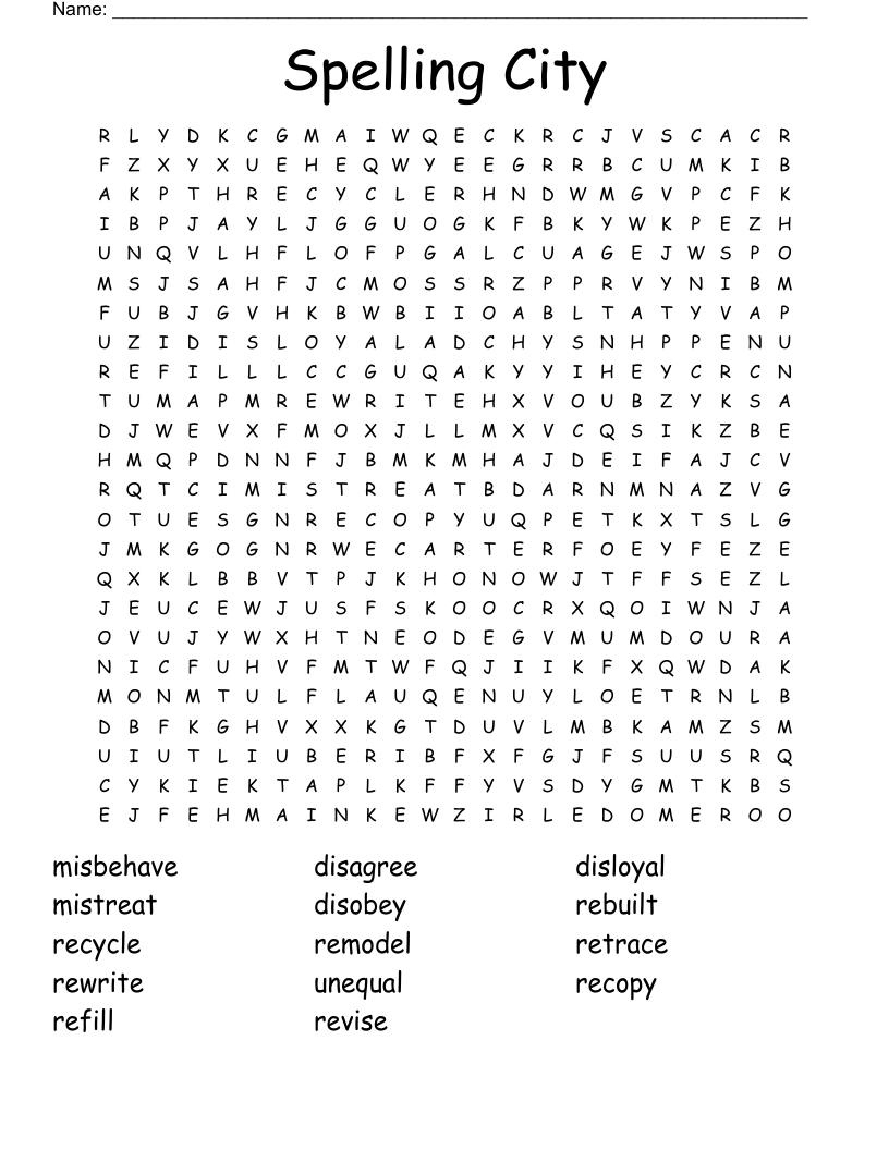 Spelling City Word Search