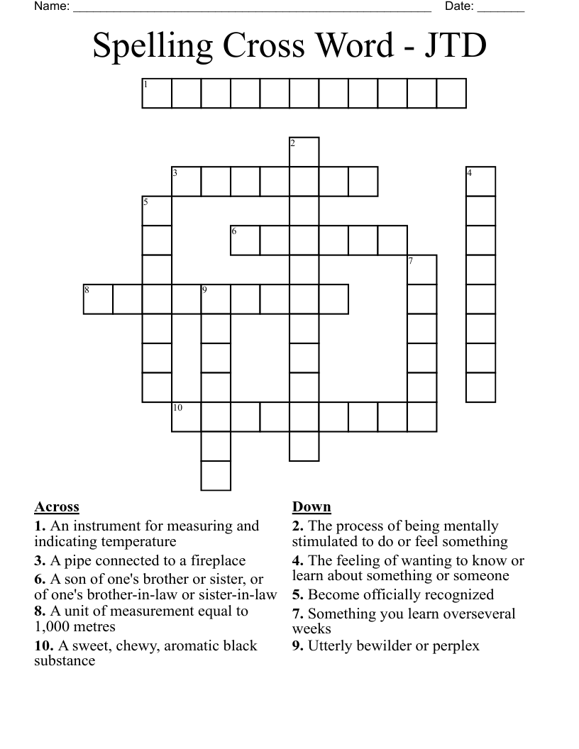 Spelling Cross Word - JTD