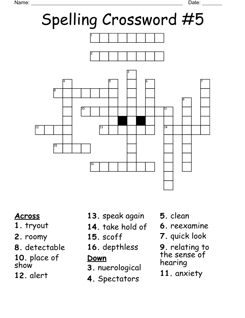 Spelling Crossword #5