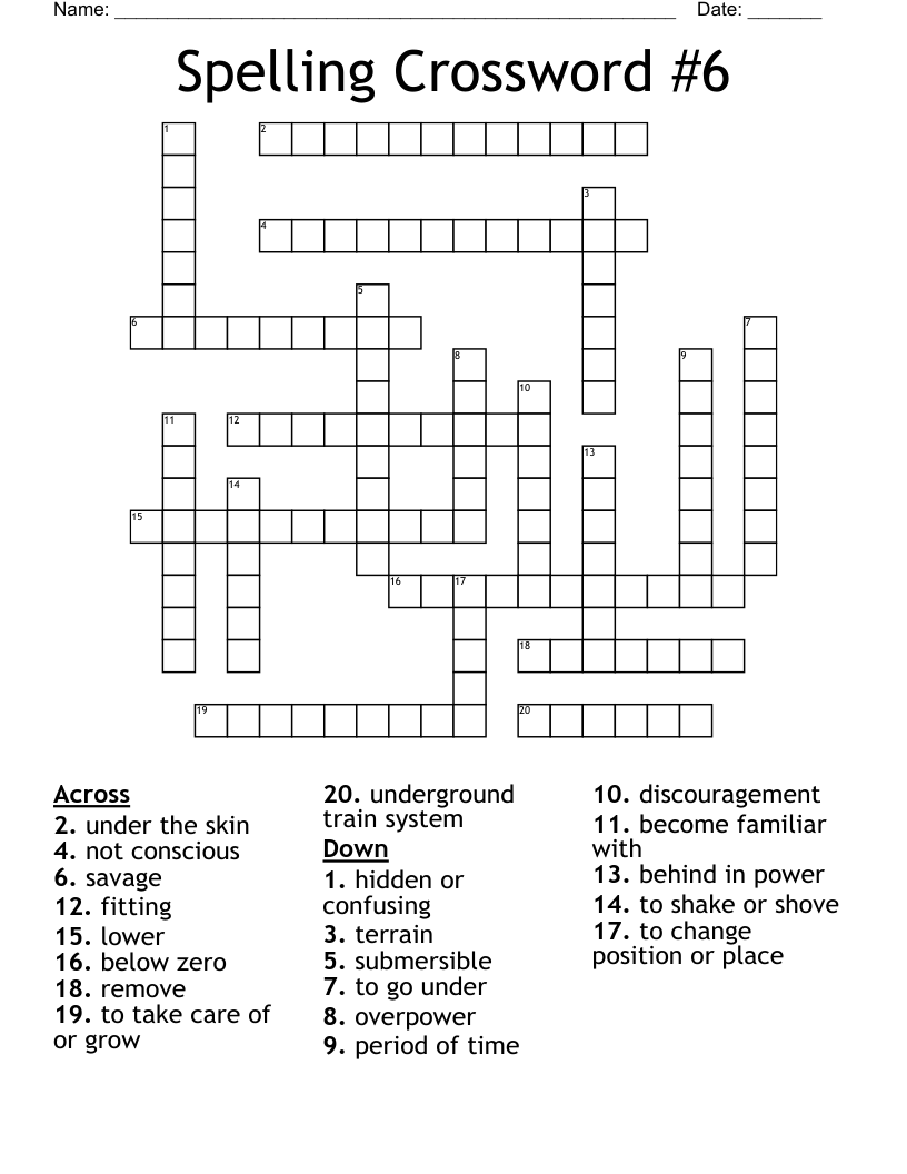 Spelling Crossword #6