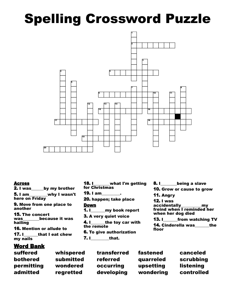 Spelling Crossword Puzzle