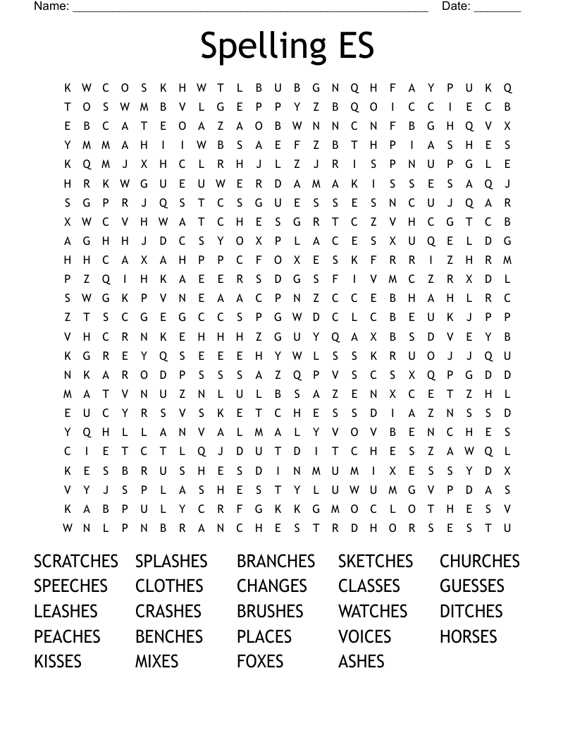 Spelling ES Word Search
