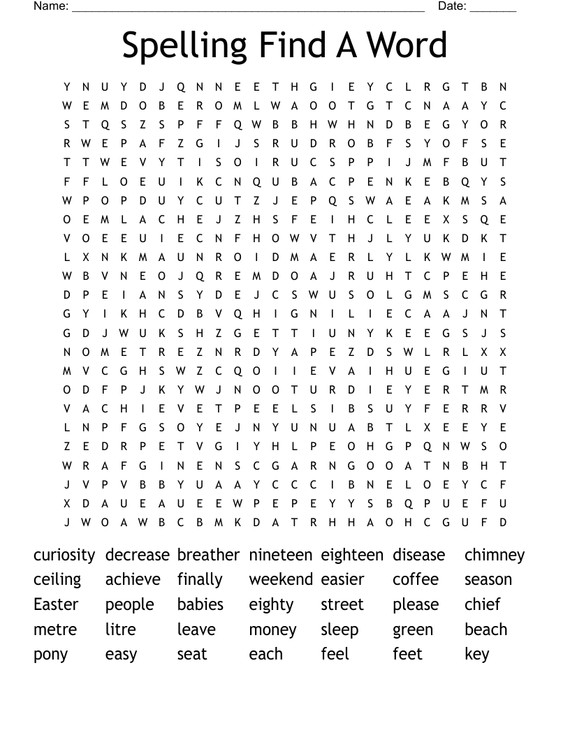 Spelling Find A Word Word Search