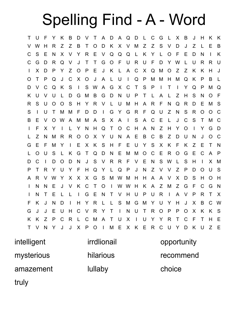 Spelling Find - A - Word Word Search