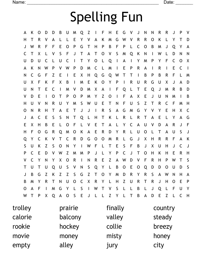 Spelling Fun Word Search