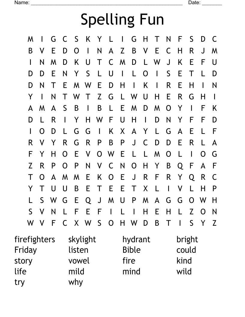 Spelling Fun Word Search