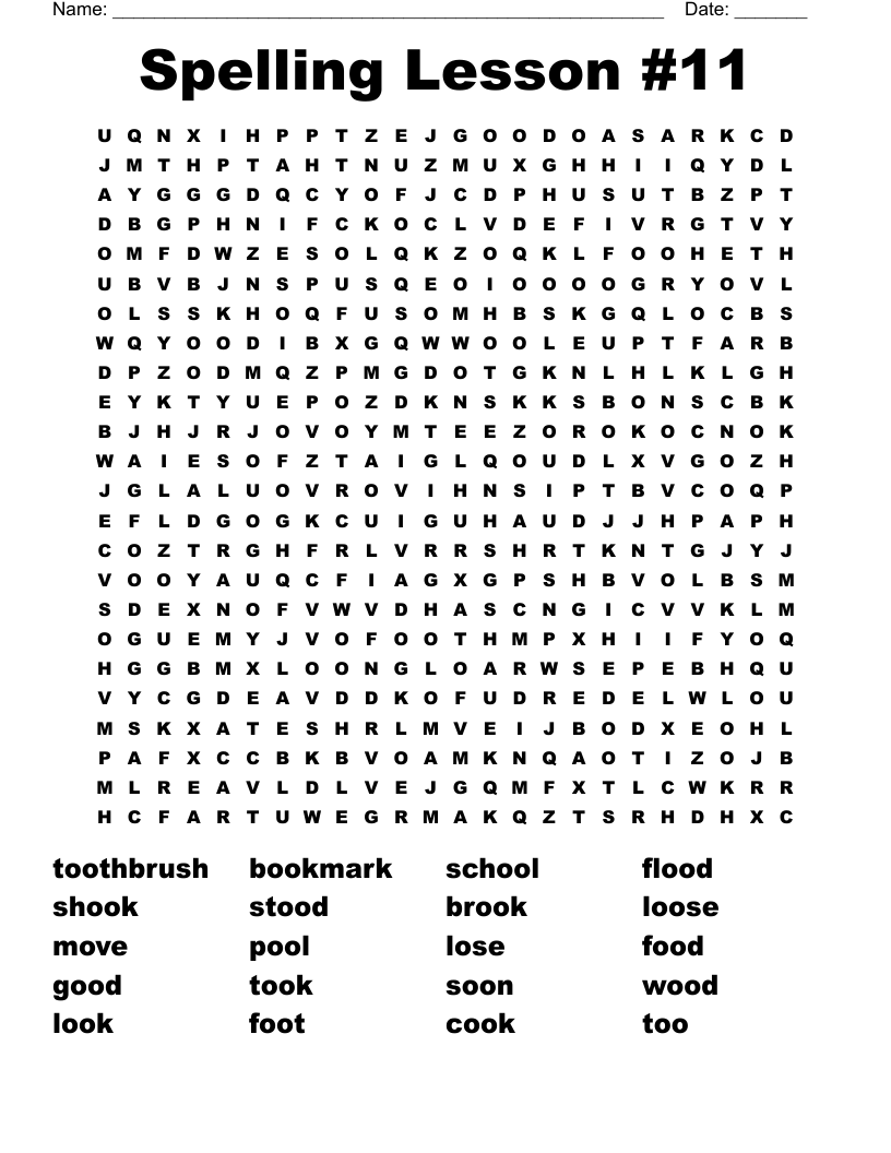 Spelling Lesson #11 Word Search