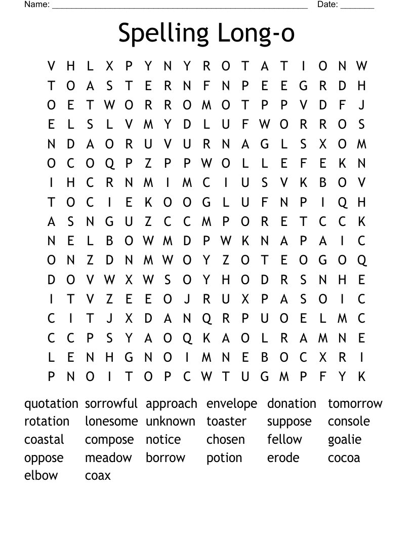 Spelling Long-o  Word Search