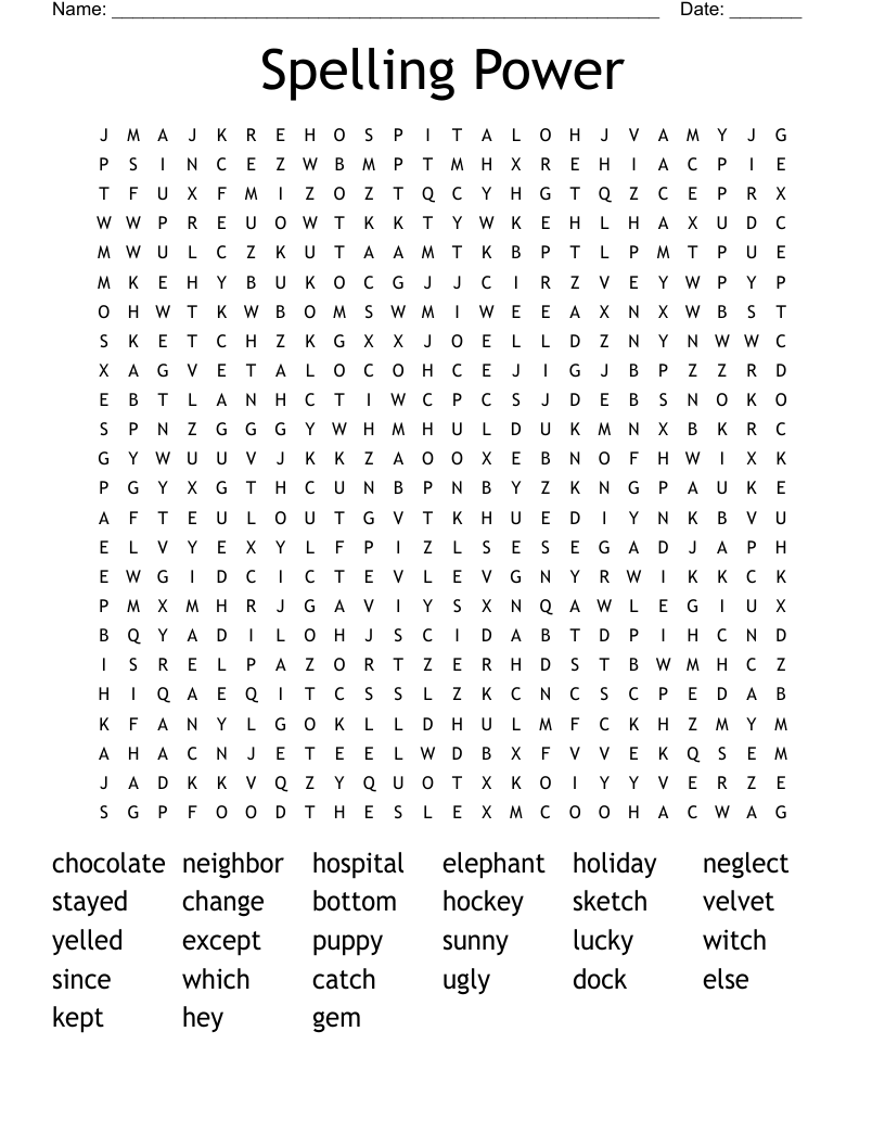 Spelling Power Word Search