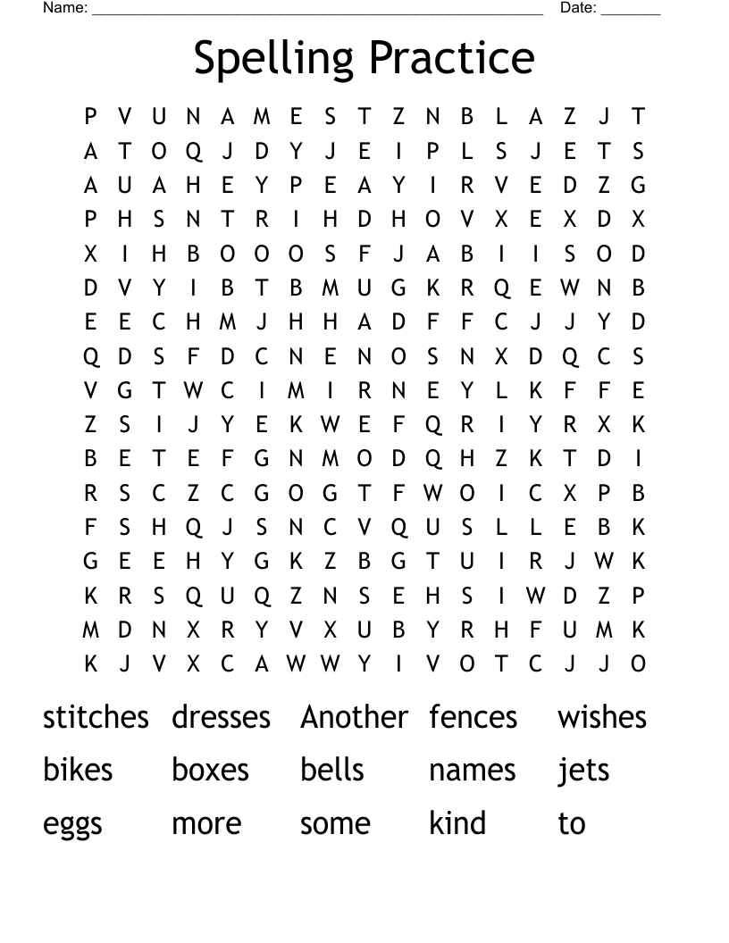 Spelling Practice  Word Search