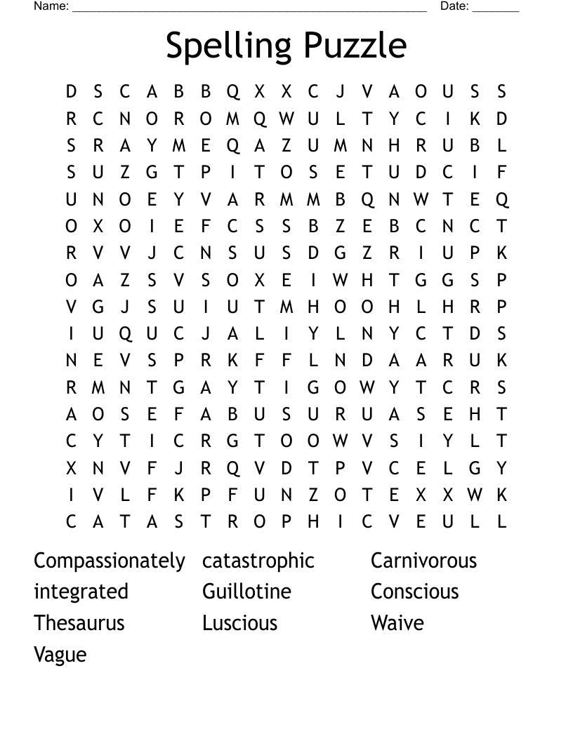 Spelling Puzzle Word Search