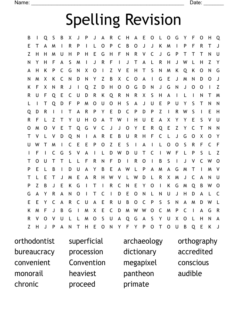 Spelling Revision  Word Search