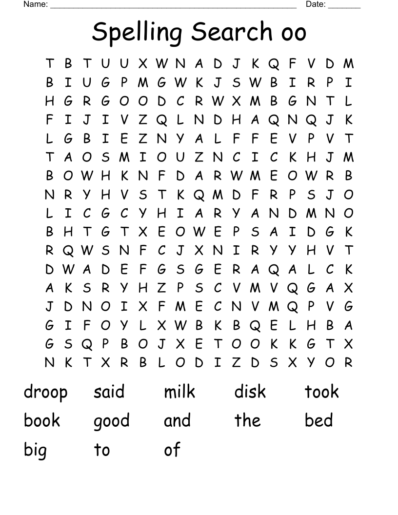 Spelling Search oo Word Search