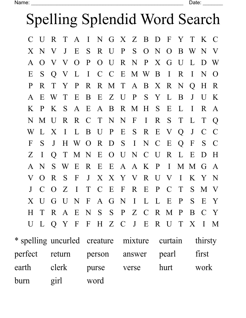 Spelling Splendid Word Search