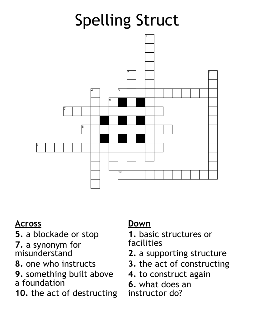 Spelling Struct Crossword