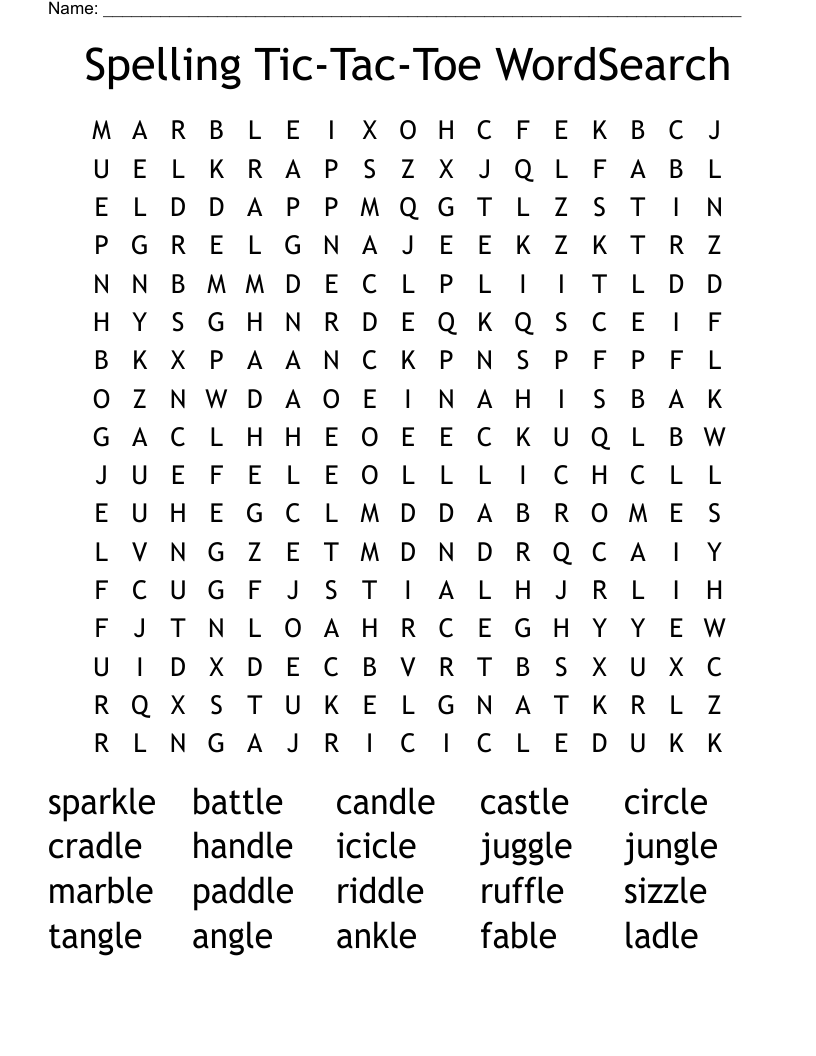 Spelling Tic-Tac-Toe WordSearch