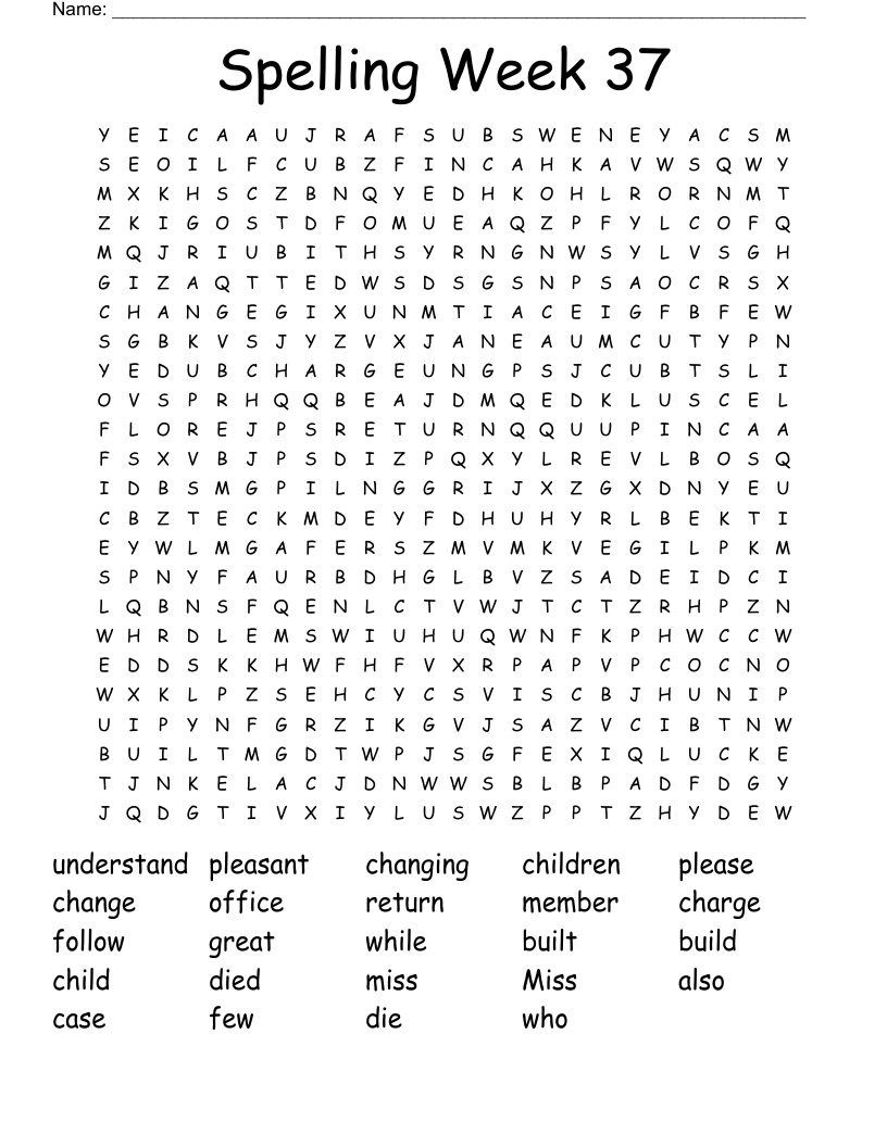 Spelling Week 37 Word Search