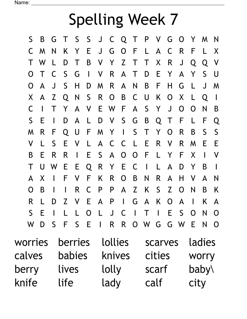Spelling Week 7 Word Search
