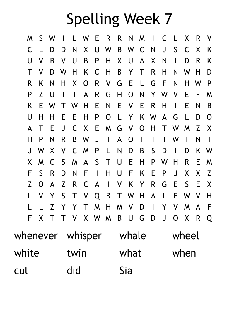 Spelling Week 7 Word Search