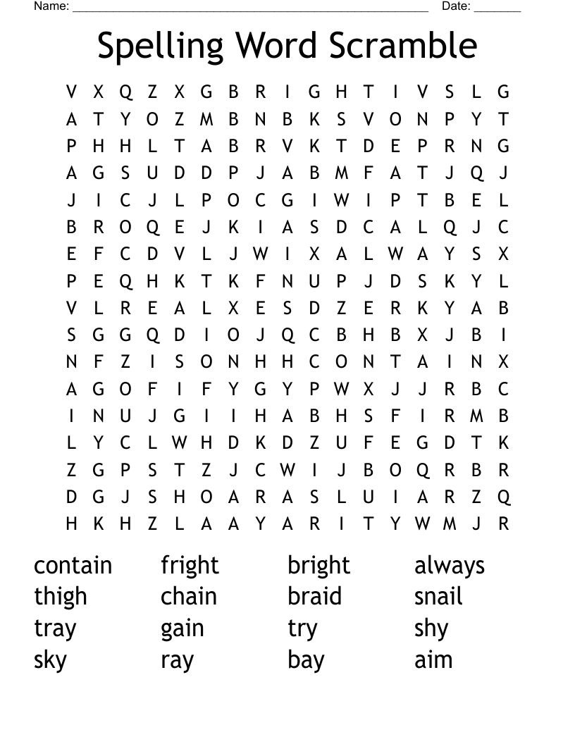 Spelling Word Scramble Word Search